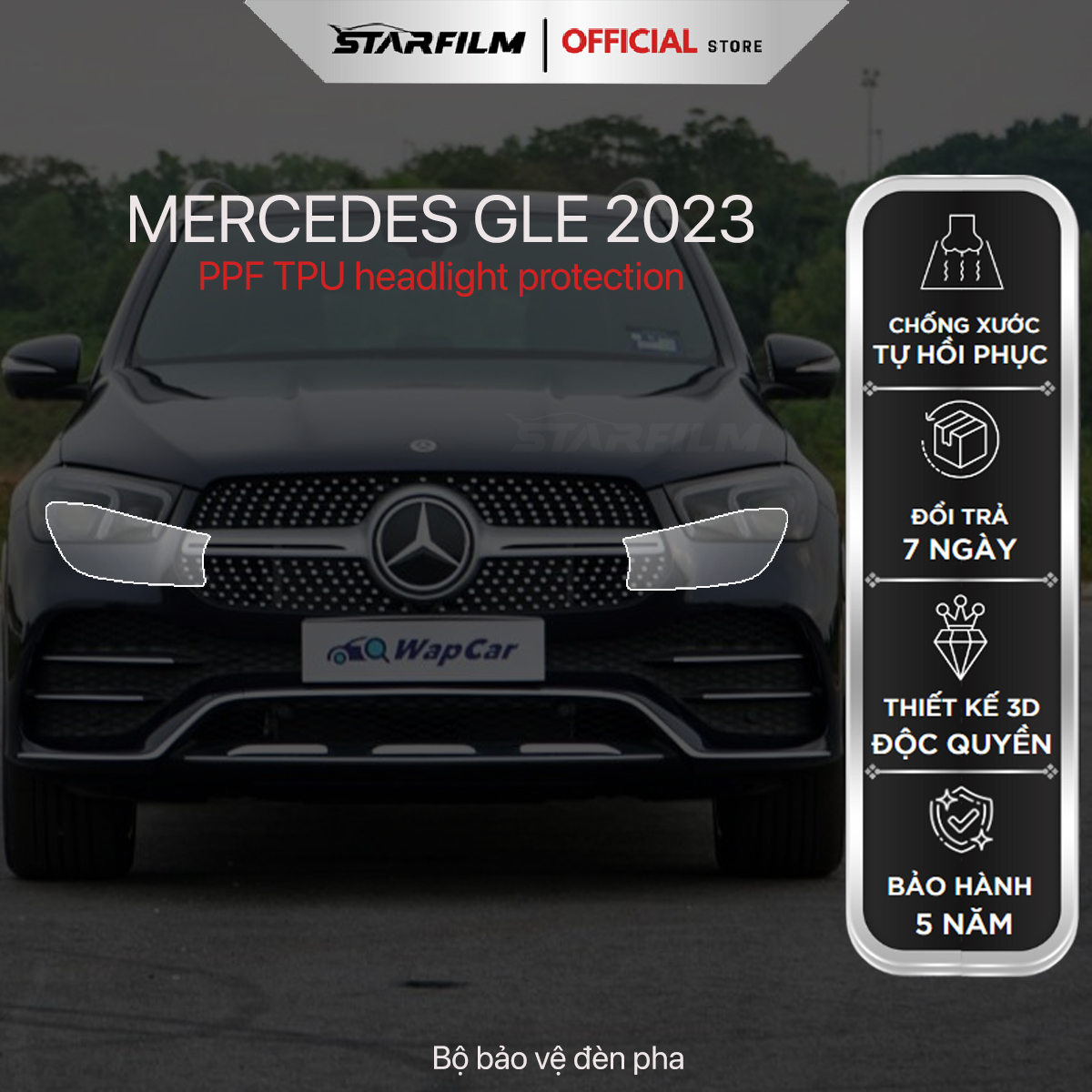 Mercedes GLE 2020 ~ 2023 PPF TPU bảo vệ đèn pha STARFILM